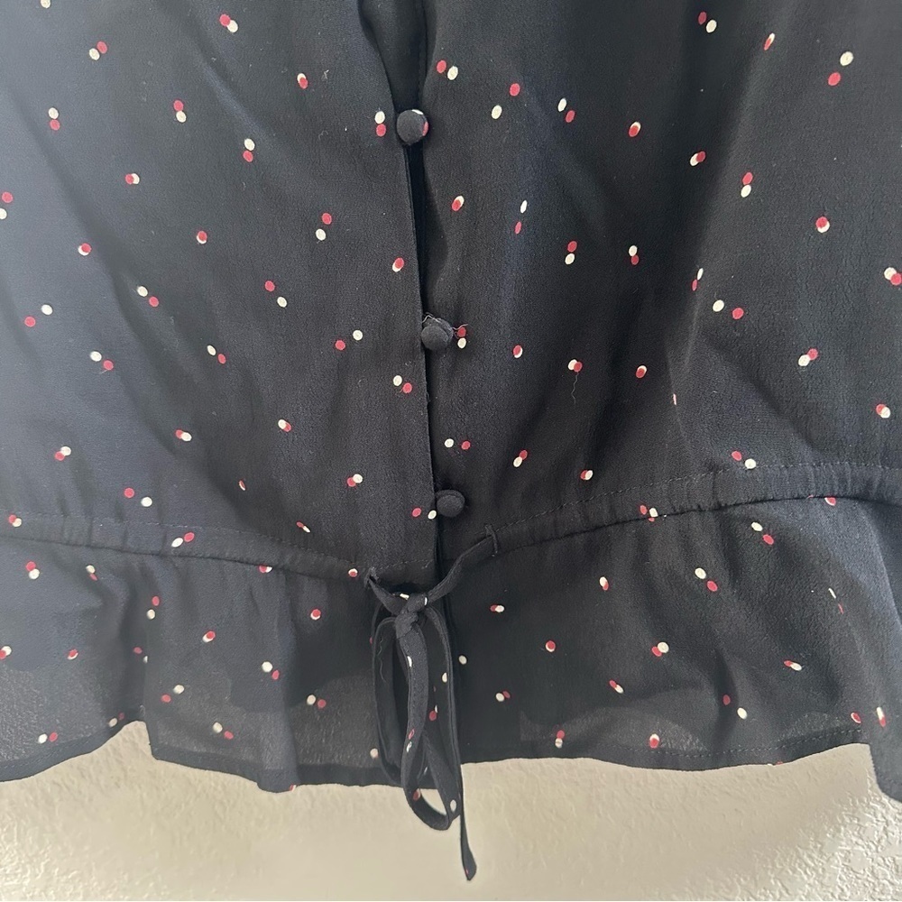 Rails Beaux Blouse Black Offset Dot Button Front … - image 6